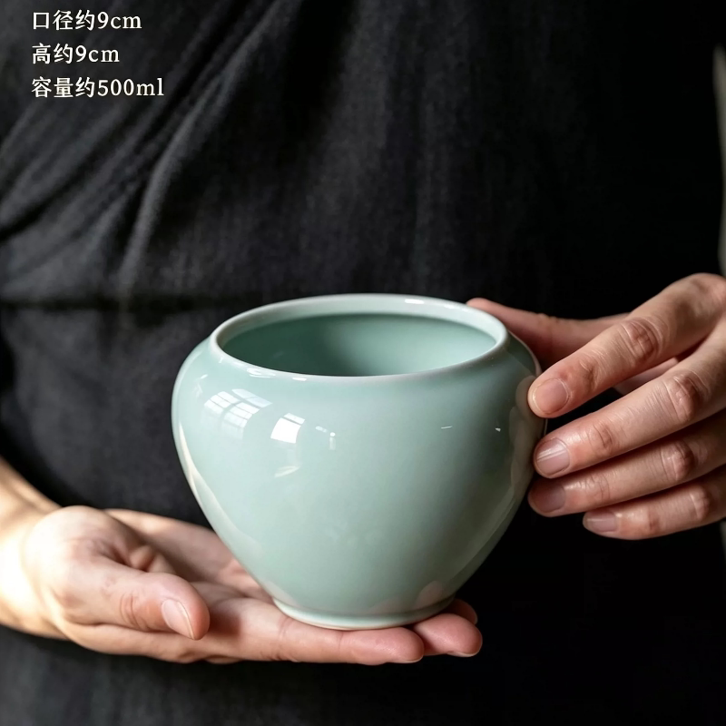 青釉茶洗茶渣桶茶海陶瓷建水水洗水盂功夫茶具高温茶器装茶碗大碗