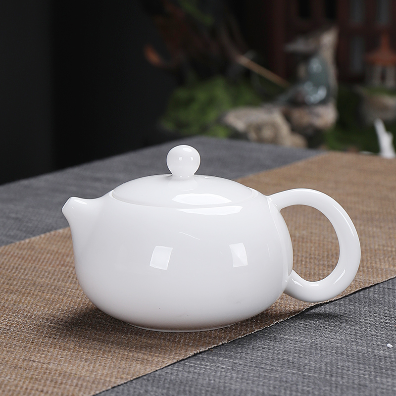 羊脂玉西施凤鸣茶壶家用陶瓷功夫茶具大容量简约过滤单壶LOGO定制