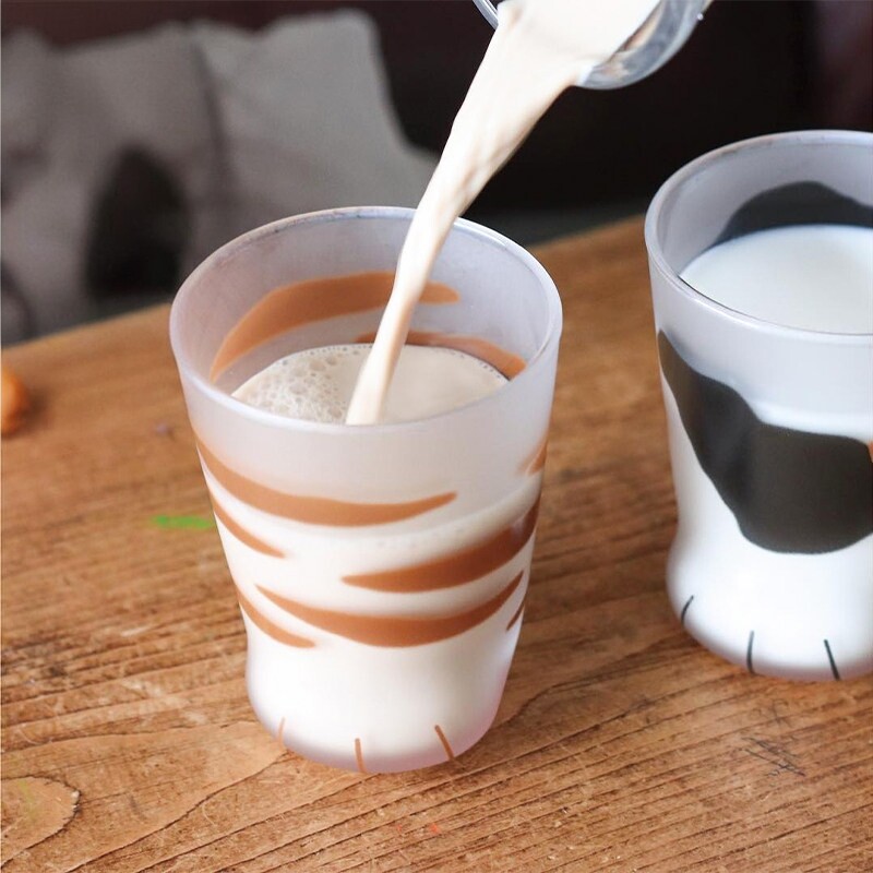 利快日本进口猫咪杯猫爪杯玻璃杯