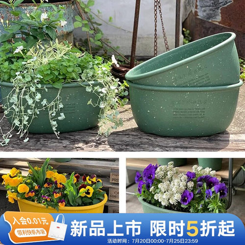 日本进口椭圆形花盆托盘家用创意