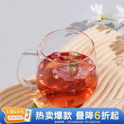 利快把手玻璃杯马克杯大容量隔耐热办公家用男女茶杯带手柄水杯子