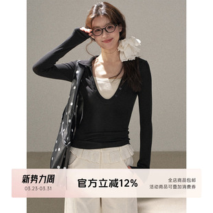 BEATS 亨利领百搭长袖 气质基础款 POLO打底衫 上衣 拼色修身 FUTURE