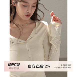 FUTURE BEATS 秋冬内搭仿羊绒半开襟纽扣亲肤弹力修身打底长袖T恤