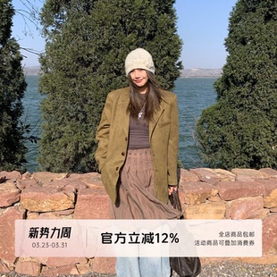 外套 苔绿色麂皮质感内里暖姜蚕丝棉秋冬西装 FUTURE BEATS