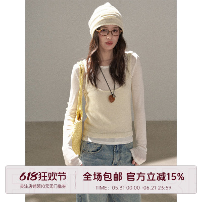 微透针织打底全羊毛背心