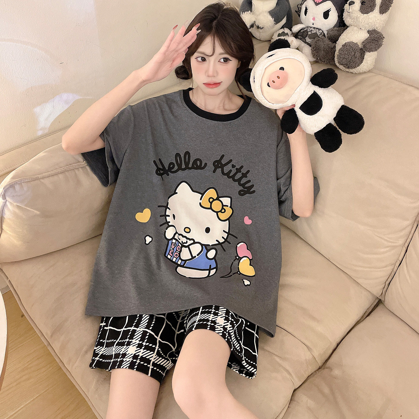 2026新款睡衣少女款夏季短袖卡通青少年学生加肥加大码胖mm家居服