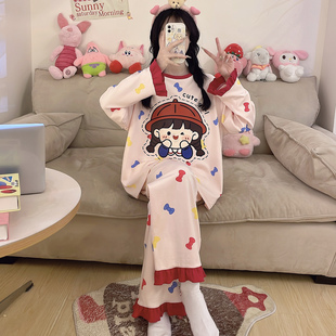 春秋季女款睡衣纯棉长袖2025新款初中生女孩加大码胖mm大童家居服
