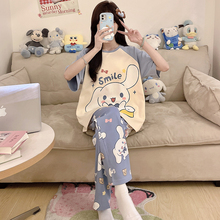 2025新款睡衣女孩纯棉夏季短袖长裤大童学生女款加大码家居服套装