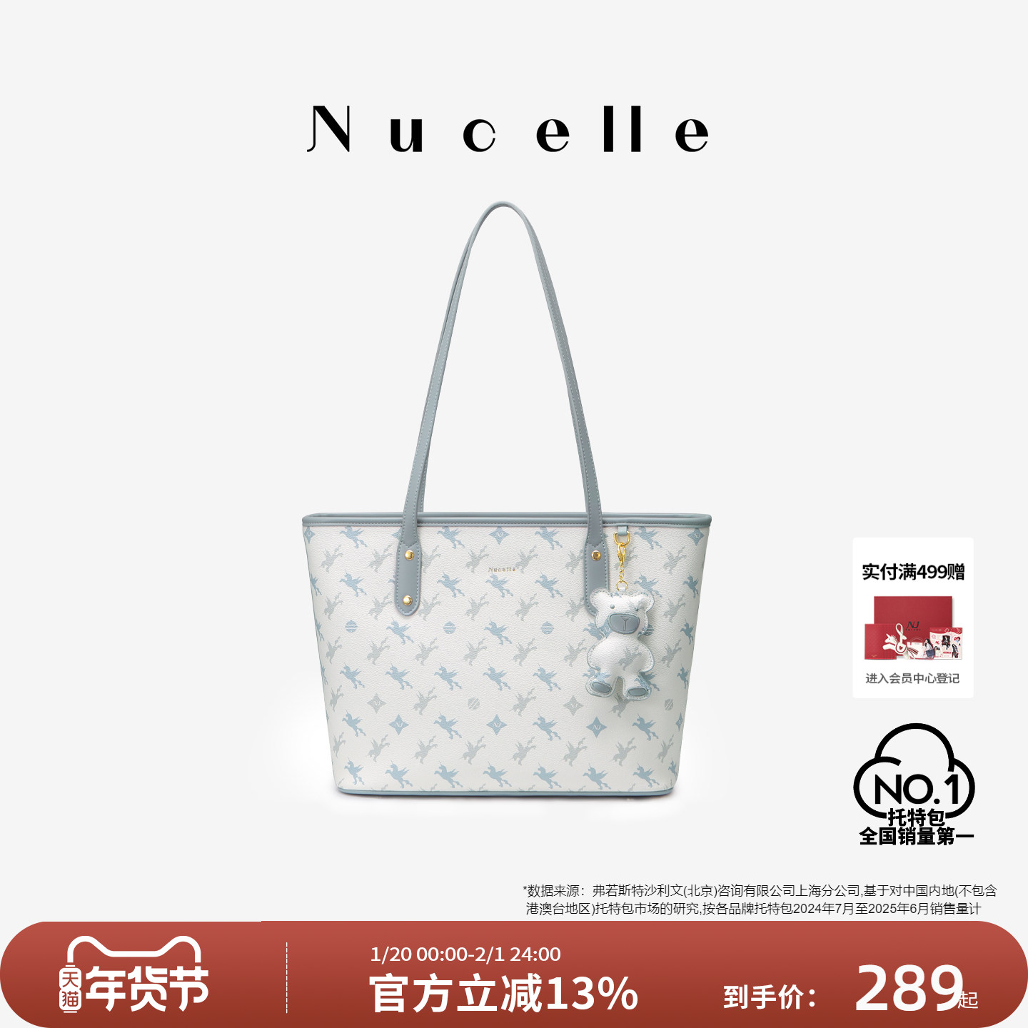 NU纽芝兰飞马老花托特包2025新款高级感大容量分层单肩通勤手提包,箱包皮具/热销女包/男包,托特包,淘宝优惠券,粉丝福利购,淘宝优惠卷