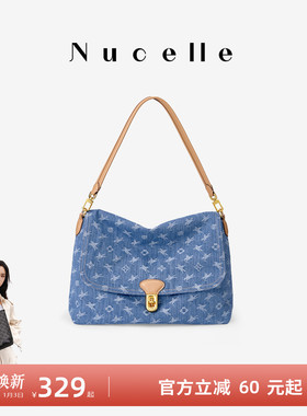 NU纽芝兰丹宁飞马邮差包2025年新款大容量通勤单肩斜挎牛仔女包