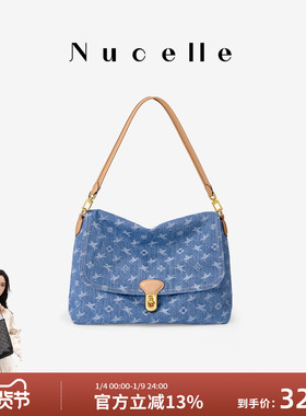 NU纽芝兰丹宁飞马邮差包2025年新款大容量通勤单肩斜挎牛仔女包