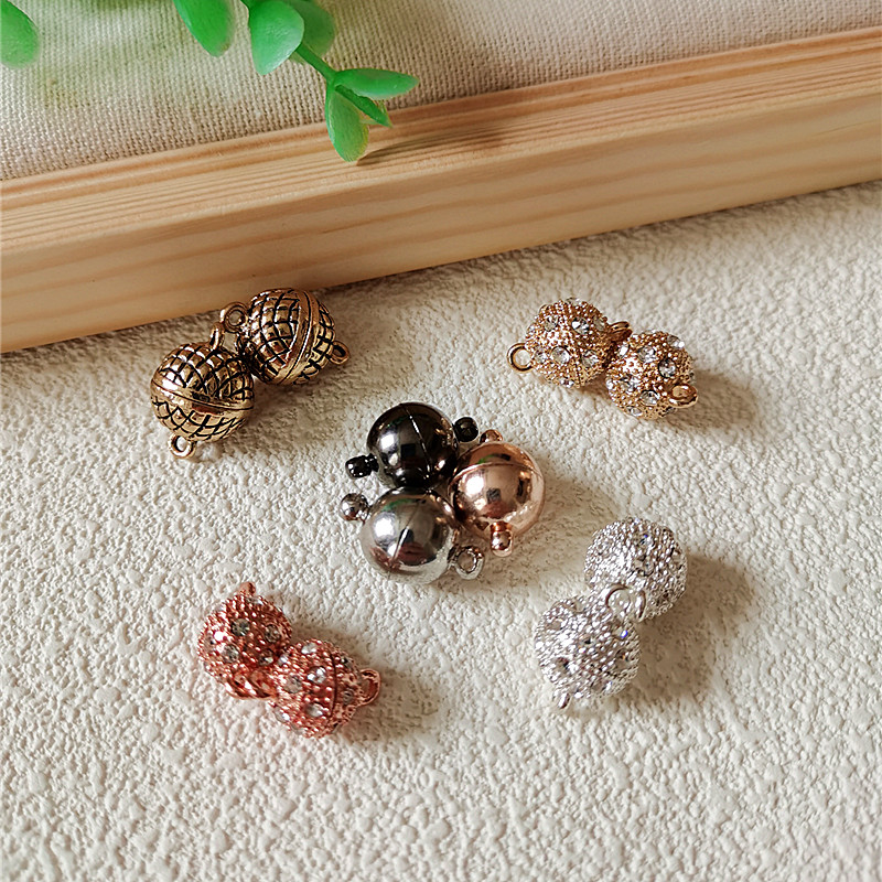 3个拼色强力磁吸铁扣手链磁铁扣小方巾丝巾镀银相吸扣项链DIY配件