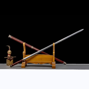 龙泉夏莊武备 承影细剑 三枚合夹钢 铜装龙凤檀工艺品未开刃