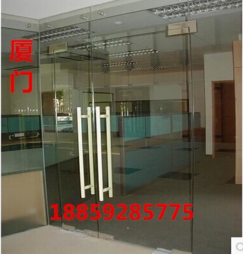 厦门办公室隔断玻璃门定制无框钢化玻璃店面玻璃门地弹簧包不锈钢