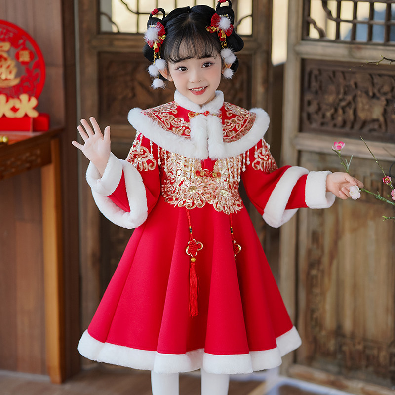 拜年服女童冬季2025新款儿童旗袍裙唐装加绒新年装女宝宝过年裙子,童装/婴儿装/亲子装,唐装,淘宝优惠券,粉丝福利购,淘宝优惠卷
