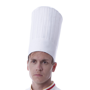 凯希尔厨师平顶帽男女黑色白色纳米布餐饮酒店总厨高帽子防水防污