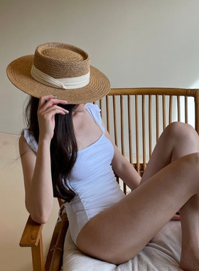 礼帽度假法式女夏天平檐