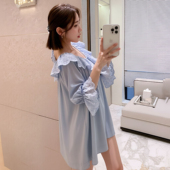 带胸垫睡裙宫廷风法式 复古蕾丝冰丝睡衣女春夏季 仿真丝甜美家居服