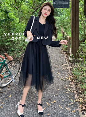 2026女小西装短外套网纱裙两件套