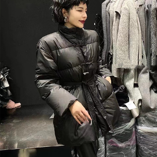 中式扣小立领羽绒服2026冬装新款女装收腰裙摆式羽绒保暧外套
