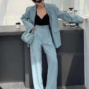 新款 气质两件套2026春装 洋气显瘦时尚 阔腿裤 西装 套装 外套配长裤