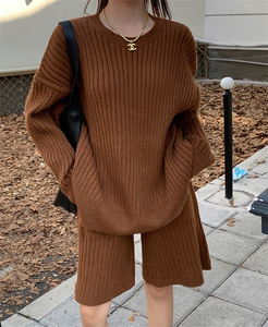 毛衣针织套装2023秋季韩版女时尚毛衣上衣配中裤洋气短裤两件套