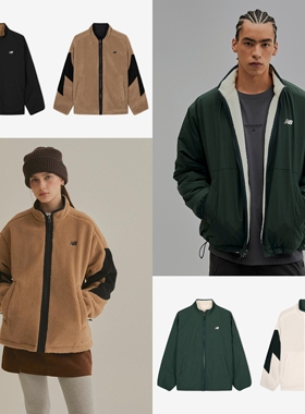 正品NEW BALANCE韩国25秋男休闲轻便双面抓绒运动外套NBNAF41903
