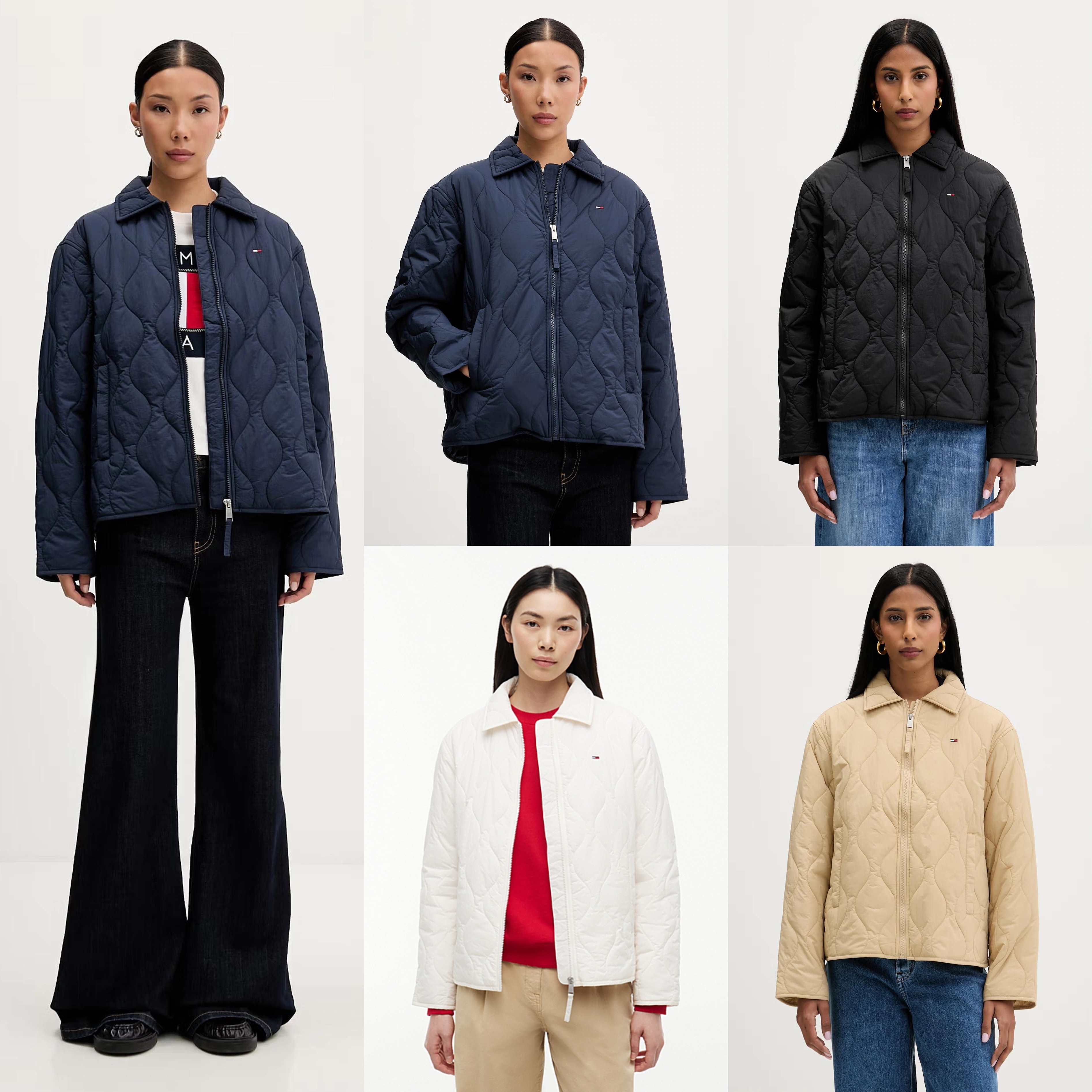 必入款!正品Tommy汤米26秋女波浪绗缝宽松翻领老钱棉服夹克外套