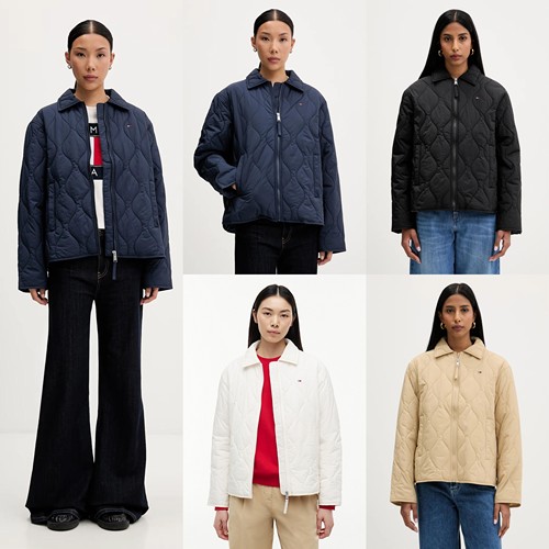 必入款！正品Tommy汤米26秋女波浪绗缝宽松翻领老钱棉服夹克外套