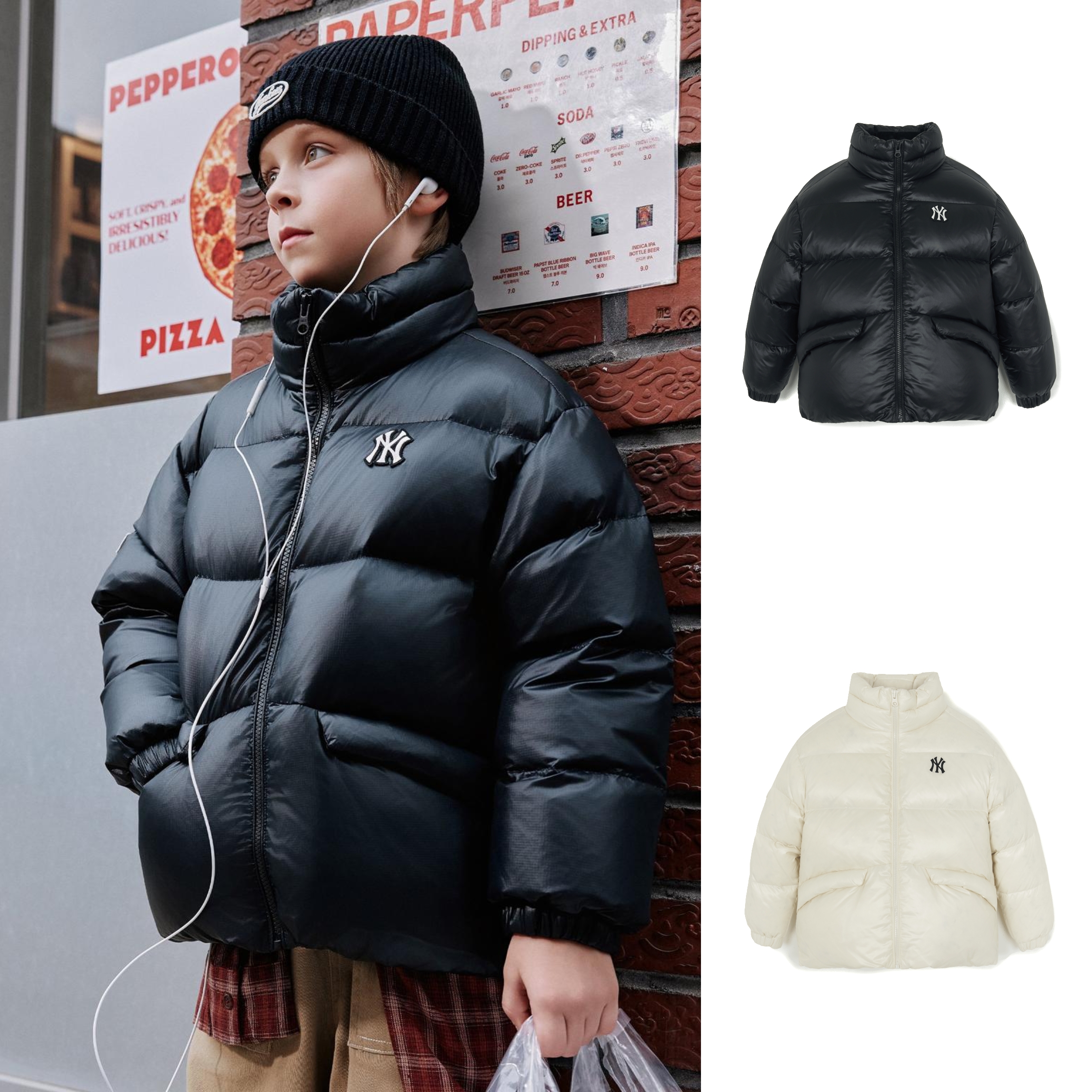 秒杀！正品MLB儿童25韩版冬季亮面巨蓬松超厚鸭绒立领保暖羽绒服