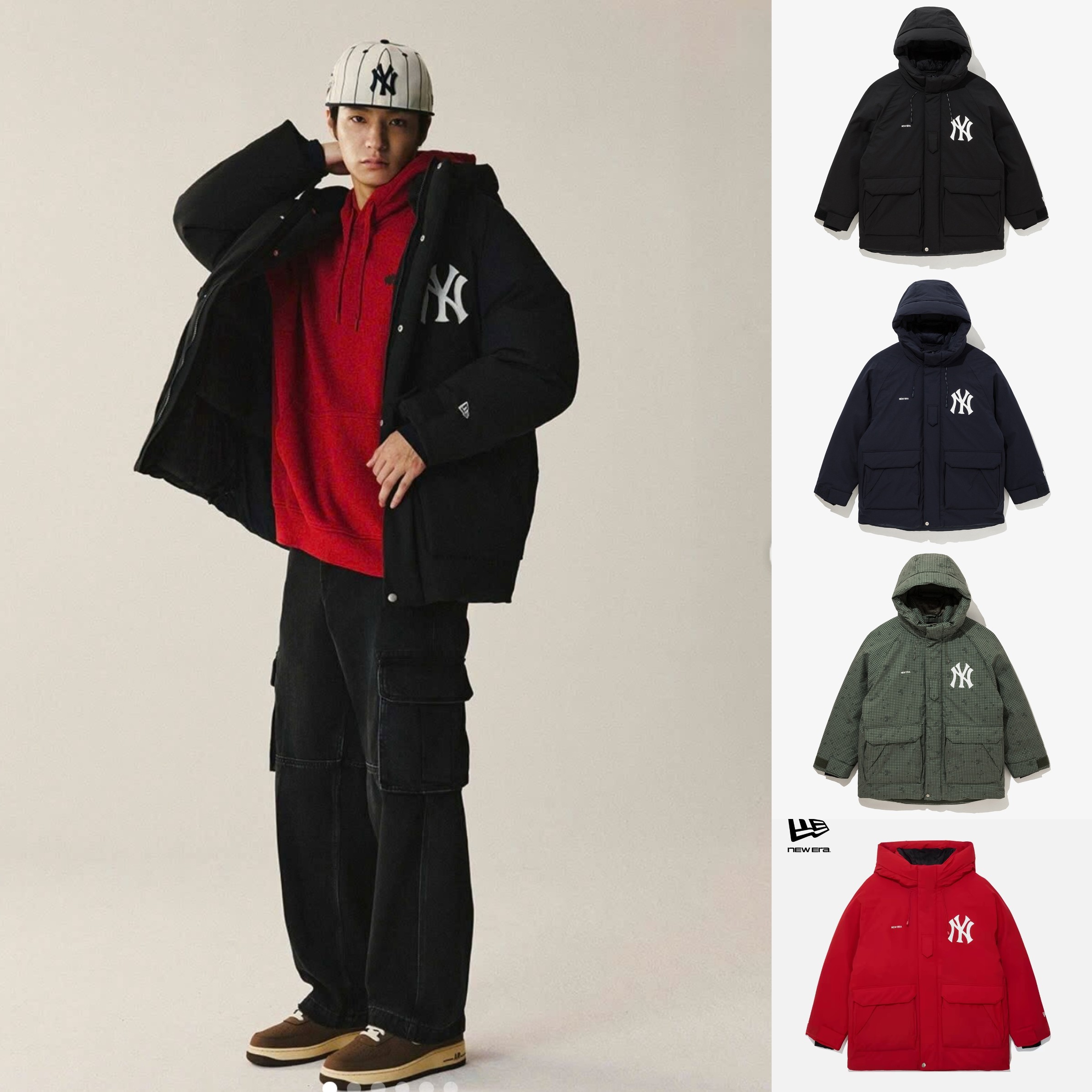 400g充绒!正品NEW ERA/MLB联名款25男女新年中长款保暖厚羽绒服