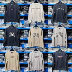 Tommy Is a Must-Have! Authentic Tommy Hilfiger Tommy Men's and Women's Crew Neck Pure Cotton Fleece Pullover Sweatshirt