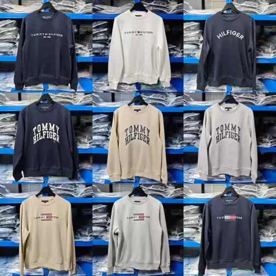 Tommy Is a Must-Have! Authentic Tommy Hilfiger Tommy Men's and Women's Crew Neck Pure Cotton Fleece Pullover Sweatshirt