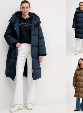 超仙超出片！正品TOMMY汤米巨厚90绒冬轻盈云朵泡芙超长款羽绒服
