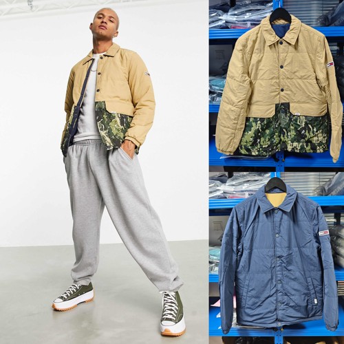 美式味道拉满！正品TOMMY汤米撞色单排扣两面穿翻领棉服夹克外套