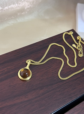 2023新款法国小众轻奢设计宝石项链镀18k金法式秋冬复古毛衣链