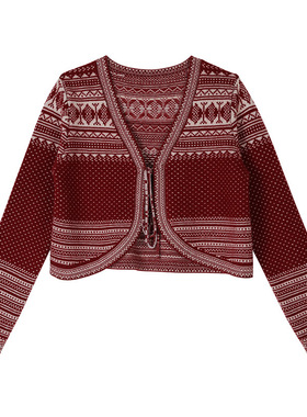 秋冬新款外套女230975衫毛衣女款开衫民族复古印花羊毛