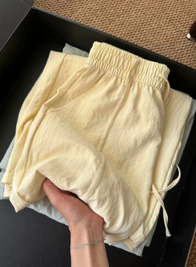 巨舒服奶芙山本裤黄色速干阔腿裤女2026夏季新款高腰显瘦休闲裤子
