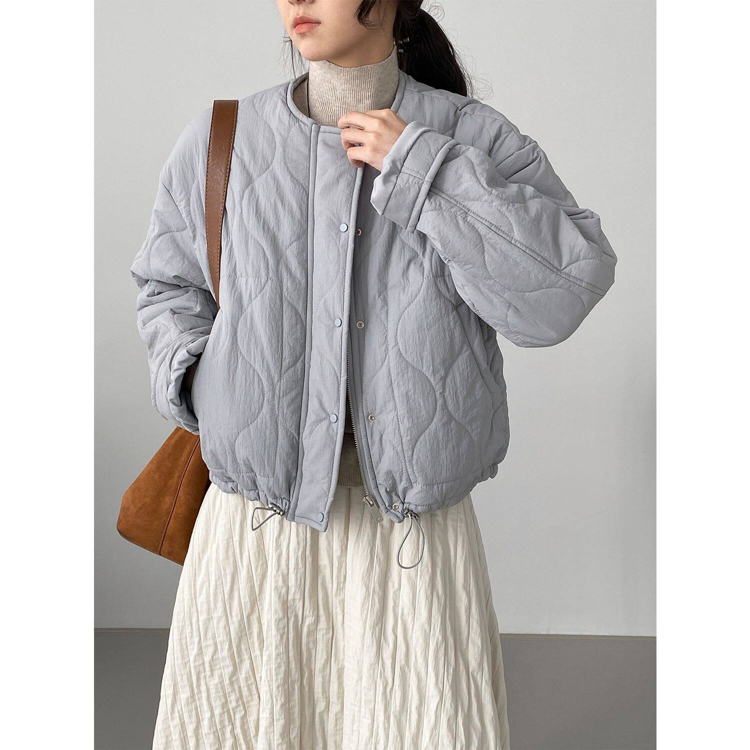 那末韩系短款圆领菱格棉服女冬季棉衣/棉服