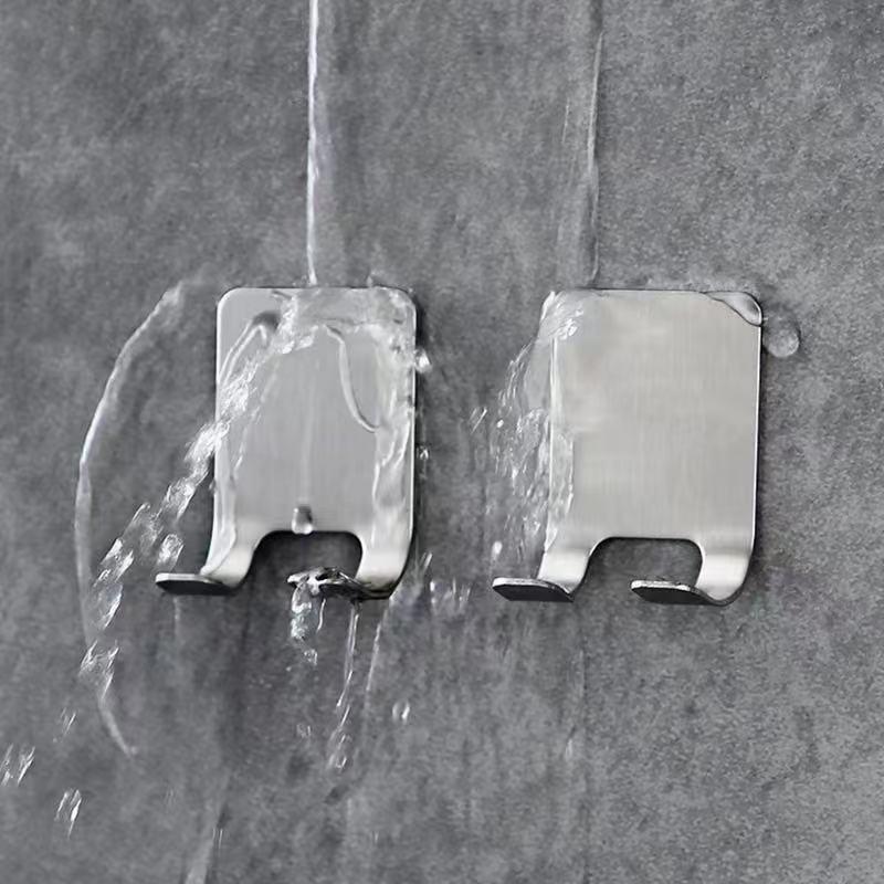 金属挂钩粘胶挂架插头挂钩双钩免钉加厚不锈钢剃须刀架粘钩卫生间