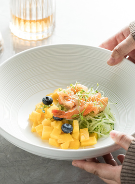 高级感白色陶瓷喇叭碗面碗家用大碗沙拉碗汤面碗拉面碗商用斗笠碗