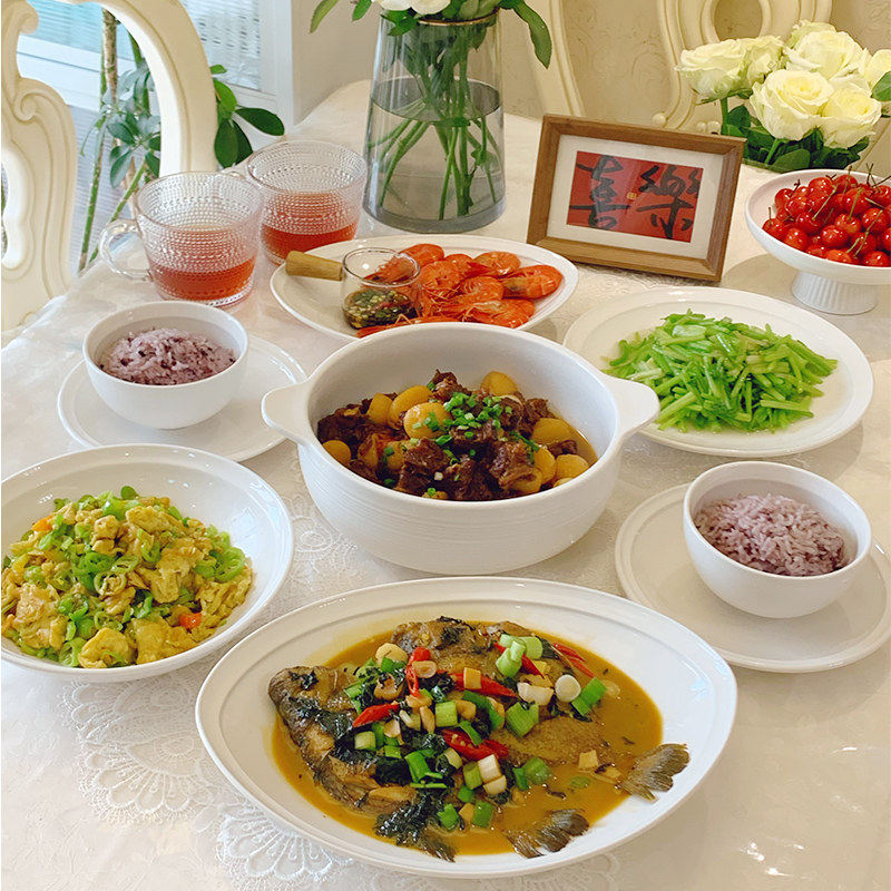 陶瓷大号汤碗盘餐具套装家用2025新款饭碗轻奢高级感乔迁碗碟套装,餐饮具,餐具瓷器套装,淘宝优惠券,粉丝福利购,淘宝优惠卷
