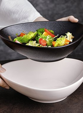 纯白色陶瓷碗大号汤碗面碗拉面碗创意日式沙拉碗水果盘子现代简约