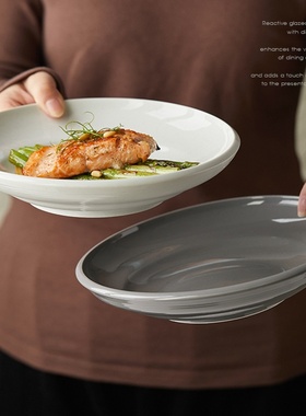 陶瓷釉下彩餐具平盘家用菜盘牛排白色微深盘子早餐碟子高级西餐盘