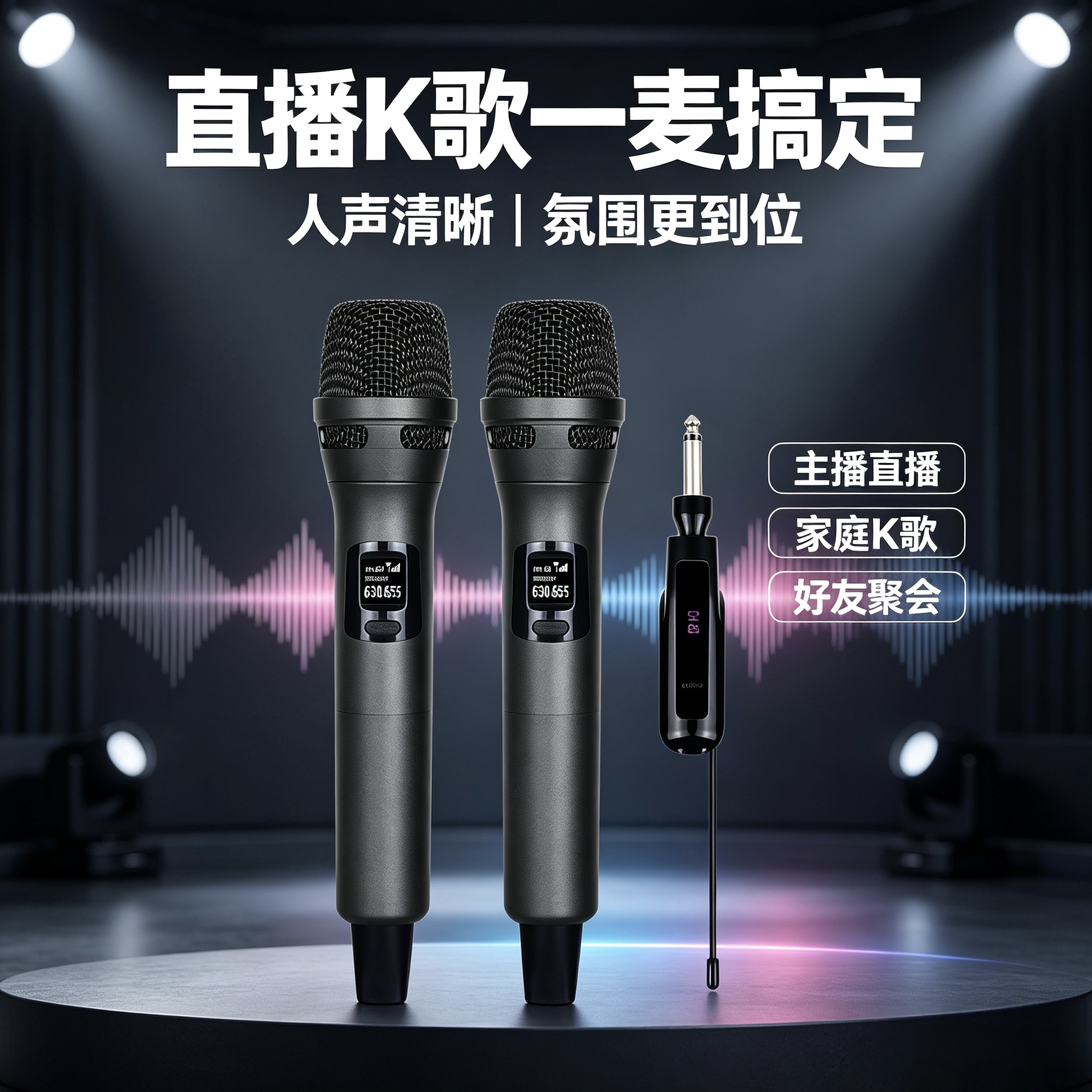 直播K歌万能无线话筒麦克风K歌一拖二U段接收器户外音箱KTV通用图片