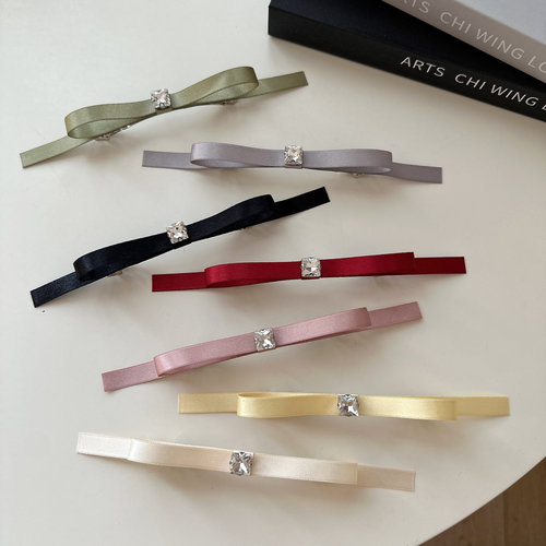 日韩新款甜美蝴蝶结水钻发夹虞书欣同款顶夹发卡女半扎发夹弹簧夹