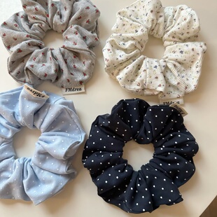 韩系新款碎花波点大肠发圈甜美少女发绳头绳后脑勺扎马尾发饰皮筋