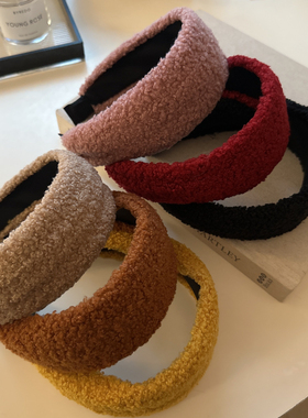 秋冬新款宽边羊羔毛发箍气质百搭 ins博主同款高颅顶头箍日常发饰