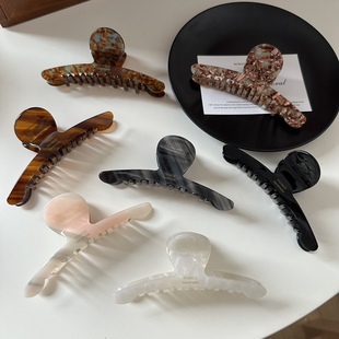 韩国新款 复古盘发鲨鱼夹发饰 醋酸高级感气质大抓夹后脑勺发抓法式