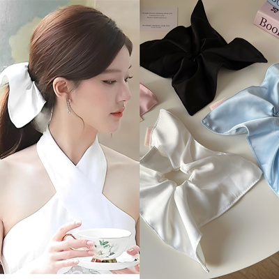赵露思同款纯色缎面高级感方巾发圈丝滑质感头绳发饰千金大肠发绳